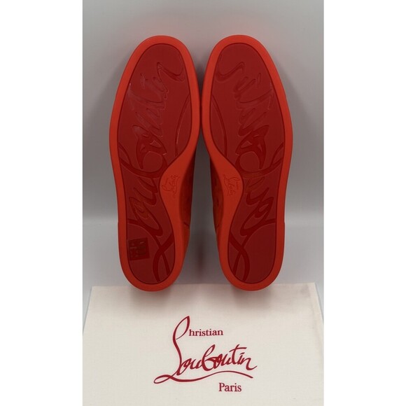 AUTHENTIC Christian Louboutin Junior Orange Suede Sneakers 44.5 EU 11.5 US main image 7